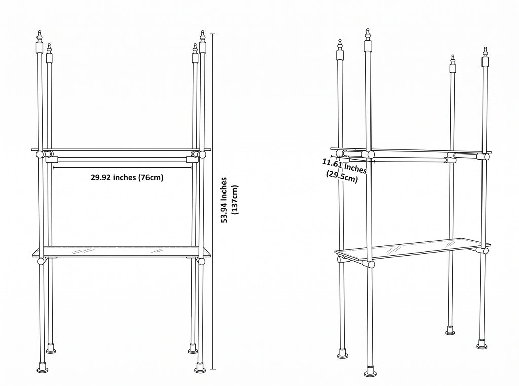 Solid Brass Shelf with Glass Shelves | French Bistro