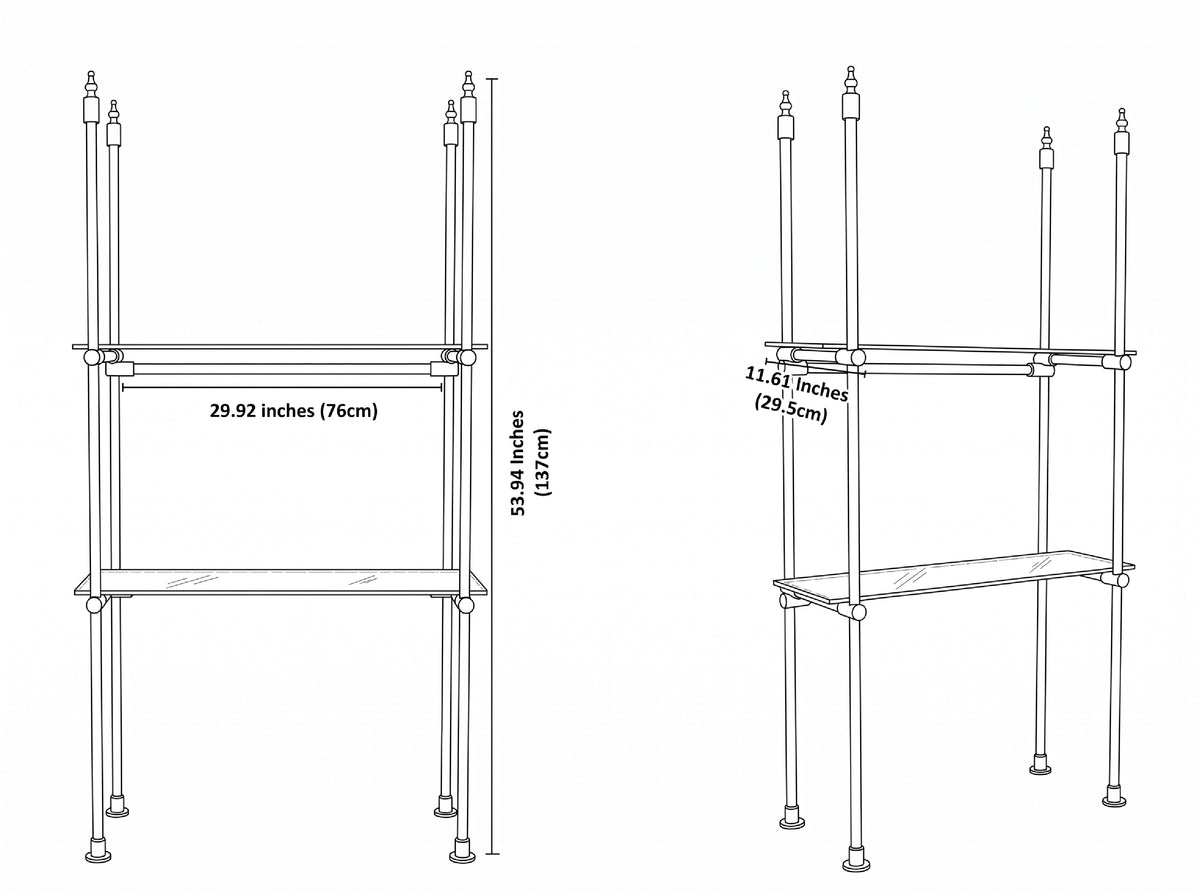 Solid Brass Shelf with Glass Shelves | French Bistro