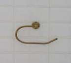 Engraved brass toilet paper holder, handcrafted bathroom hardware that patinas