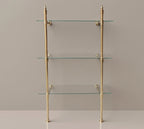 Solid Brass Shelf with Glass Shelves | 3-Tier Floor-Mounted Storage Rack
