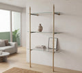 Solid Brass Shelf with Glass Shelves | 3-Tier Floor-Mounted Storage Rack