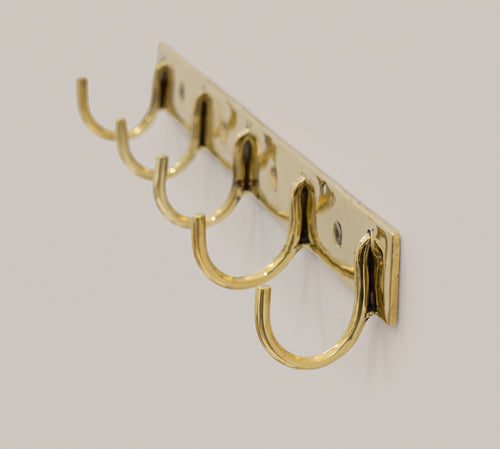 Linear Brass Wall Hook, Minimalist Wall Mounted Coat Hook, Modern Brass Hook