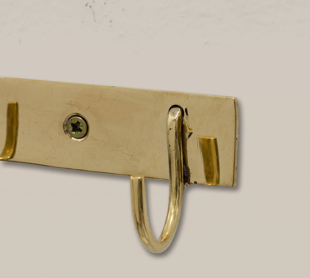 Linear Brass Wall Hook, Minimalist Wall Mounted Coat Hook, Modern Brass Hook