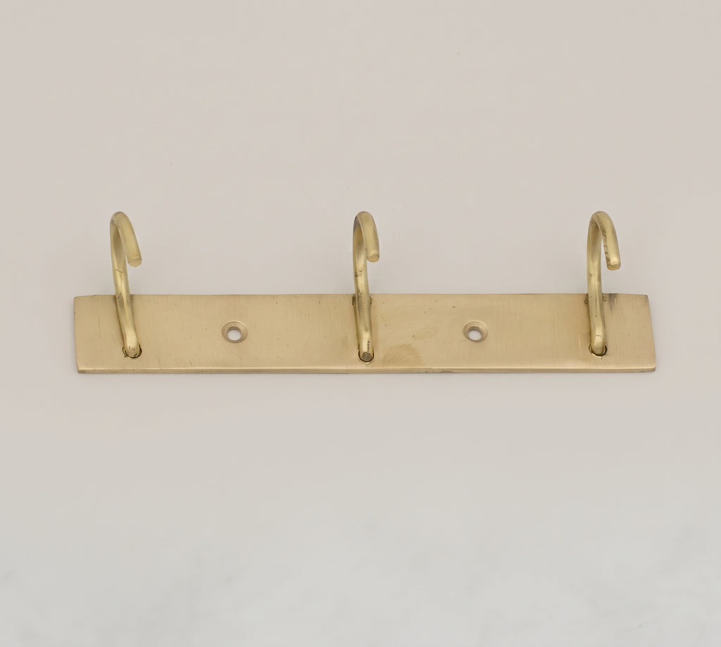 Linear Brass Wall Hook, Minimalist Wall Mounted Coat Hook, Modern Brass Hook