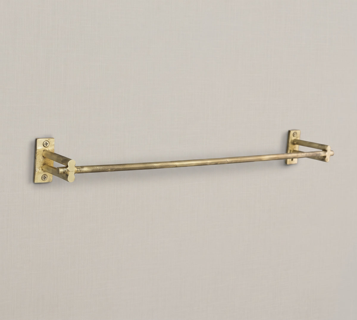 Slim brass towel rail on square side brackets, minimalist bathroom hardware