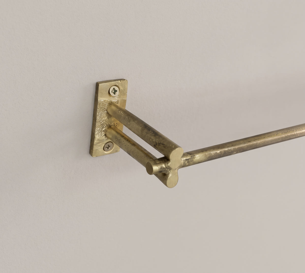 Brass towel bar for hand towels in bathroom or kitchen