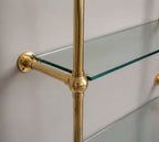 Solid Brass Bathroom Shelf with Glass Shelves, French Bistro, Two-Column Design