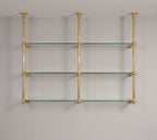 Solid Brass Bathroom Shelf with Glass Shelves, French Bistro, Two-Column Design