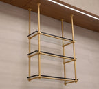Solid Brass Bathroom Shelf with Glass Shelves, 3-Tier Wall Mounted Storage French Bistro