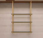 Solid Brass Bathroom Shelf with Glass Shelves, 3-Tier Wall Mounted Storage French Bistro
