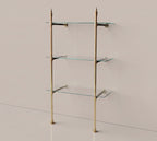 Solid Brass Shelf with Glass Shelves | 3-Tier Floor-Mounted Storage Rack