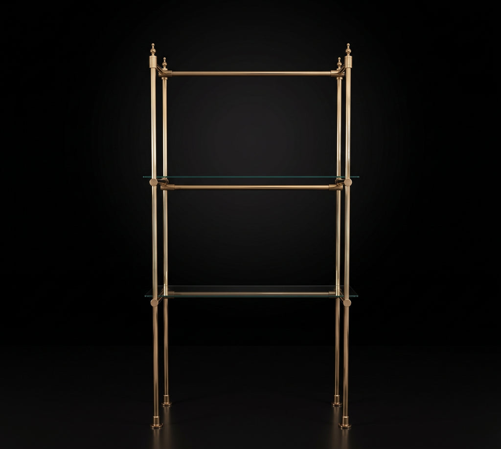 Solid Brass Shelf with Glass Shelves | French Bistro