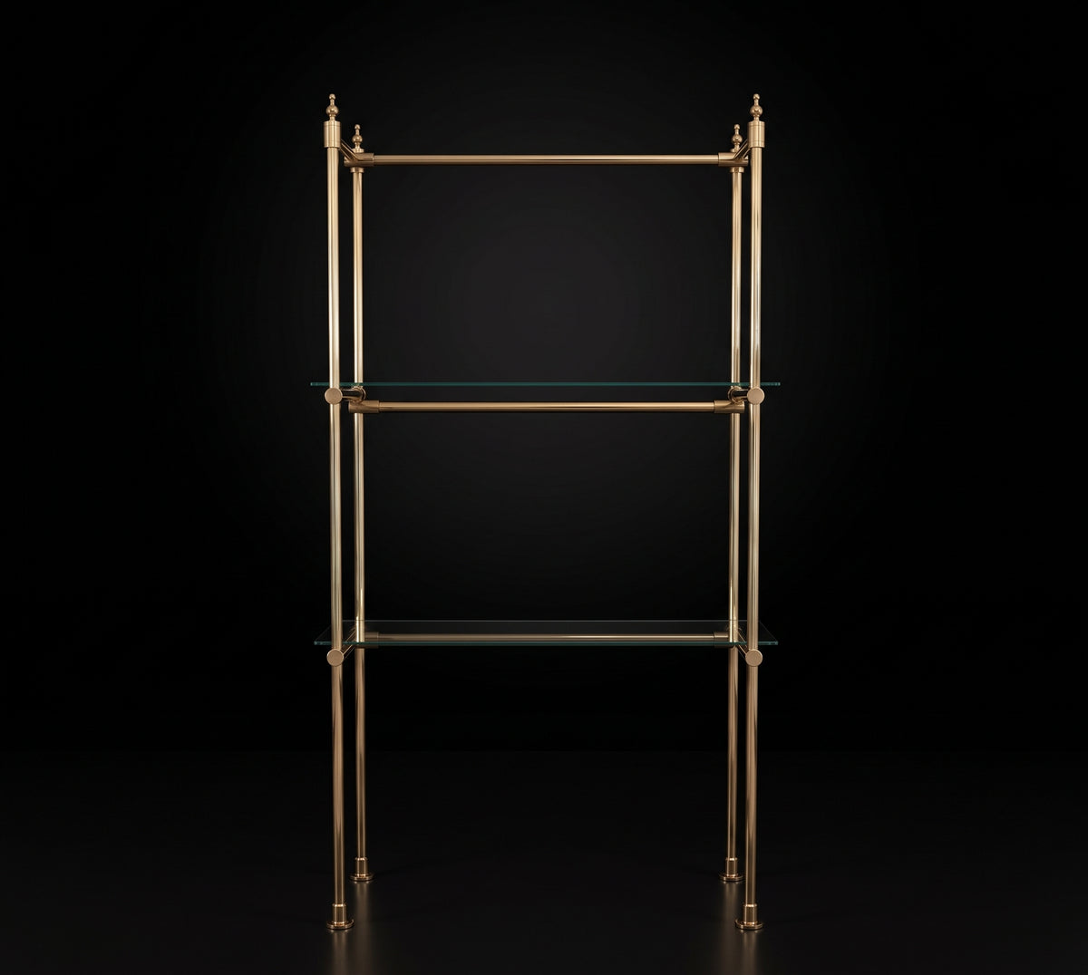 Solid Brass Shelf with Glass Shelves | French Bistro