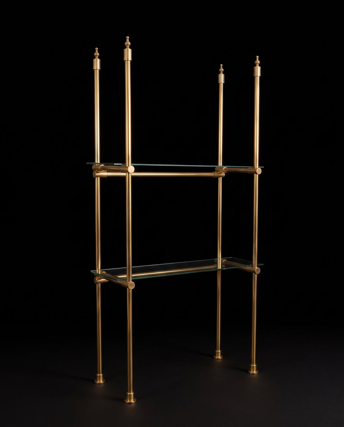 Solid Brass Shelf with Glass Shelves | French Bistro