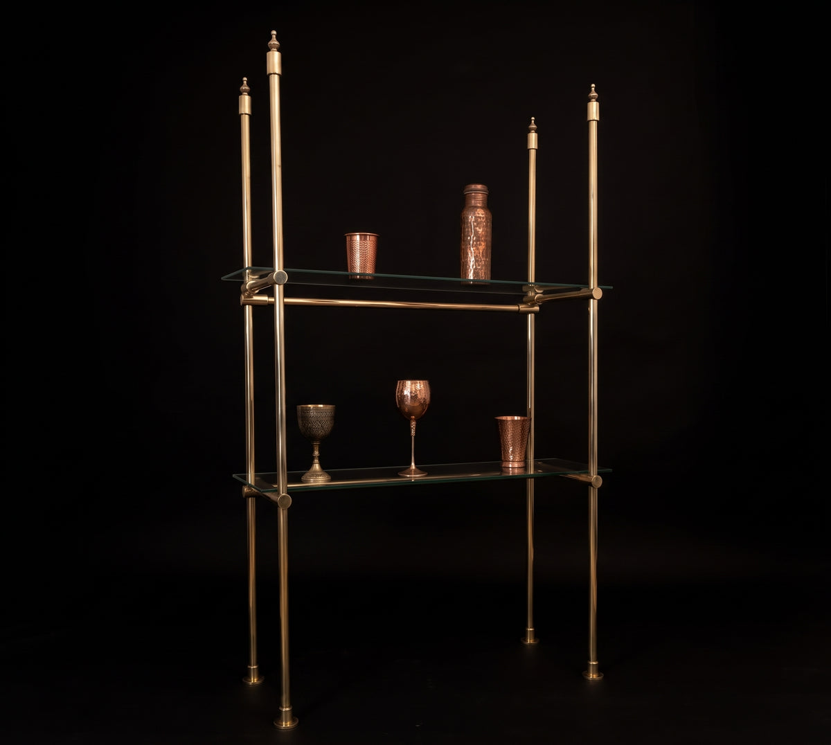 Solid Brass Shelf with Glass Shelves | French Bistro