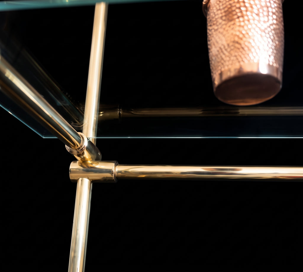 Solid Brass Shelf with Glass Shelves | French Bistro