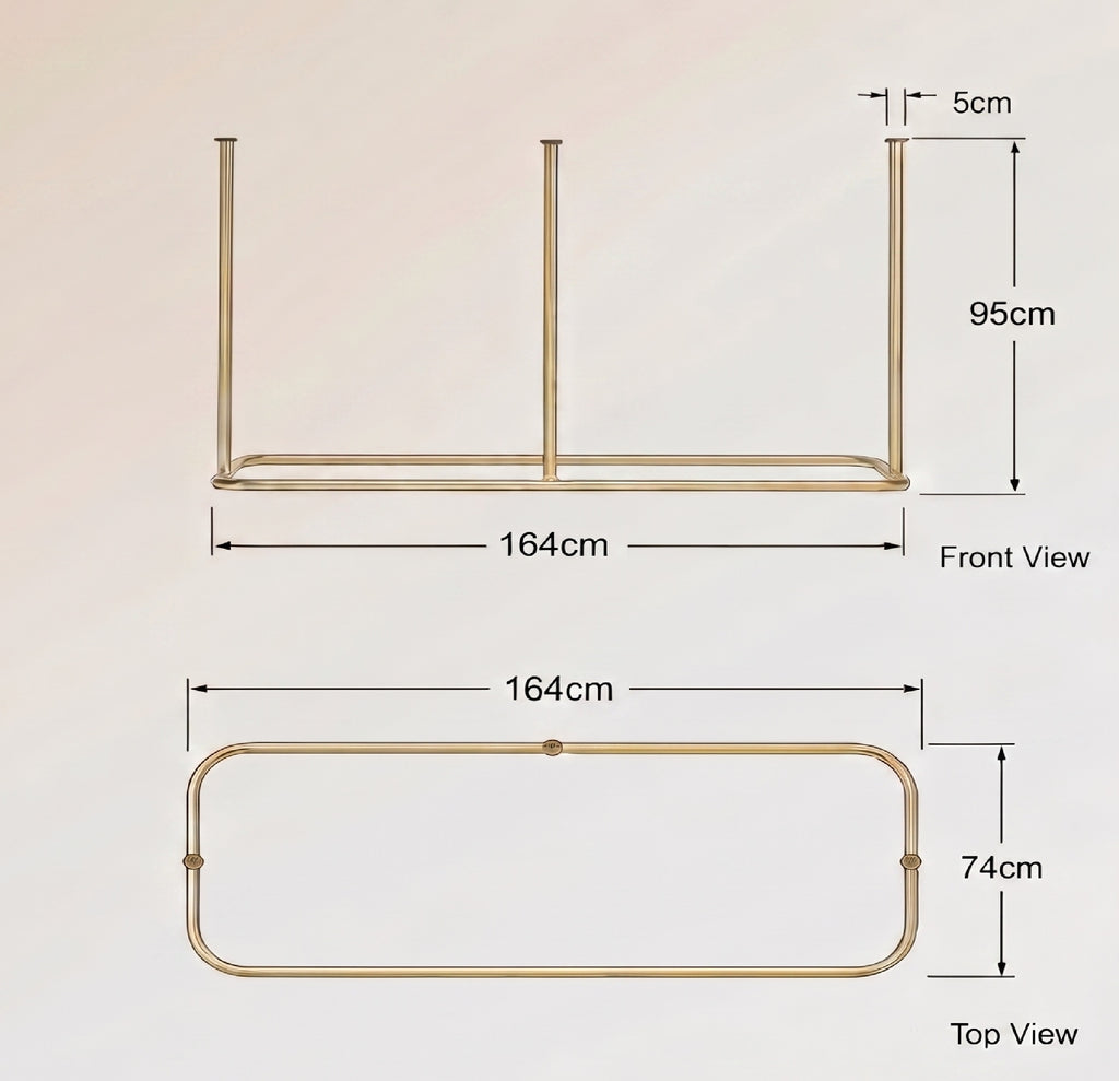Solid Brass Ceiling Mounted Shower Curtain Rod, Ceiling Mounted Curtain Track