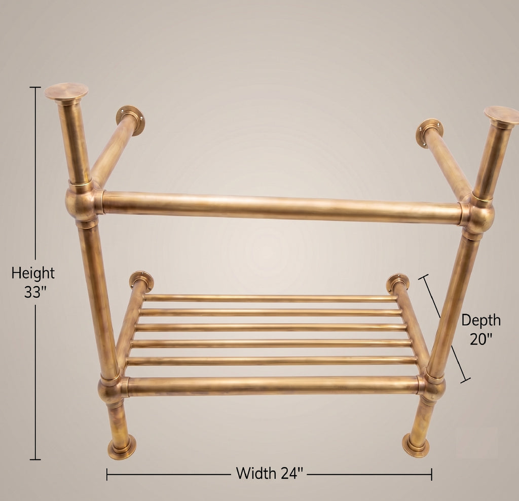 Solid Brass Console Sink Legs, Freestanding Bathroom Sink Base, Wall Supported Vanity Frame