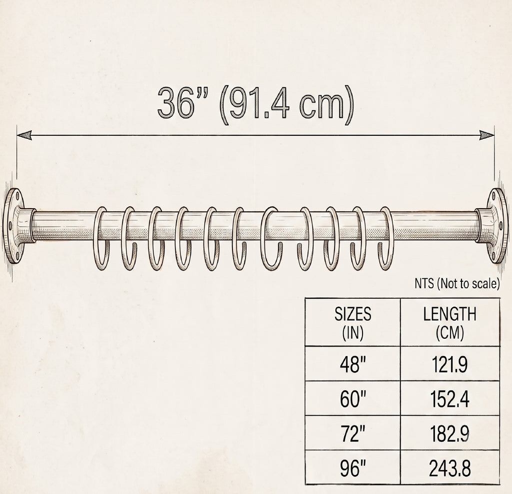Solid Brass Curtain Rod with Rings, Decorative Window Curtain Rod, Drapery Hardware