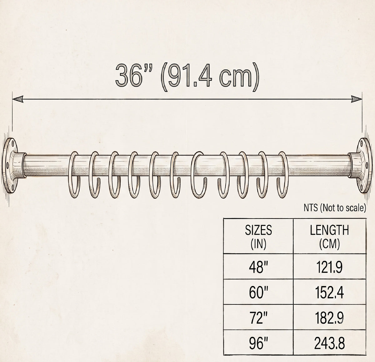 Solid Brass Curtain Rod with Rings, Decorative Window Curtain Rod, Drapery Hardware