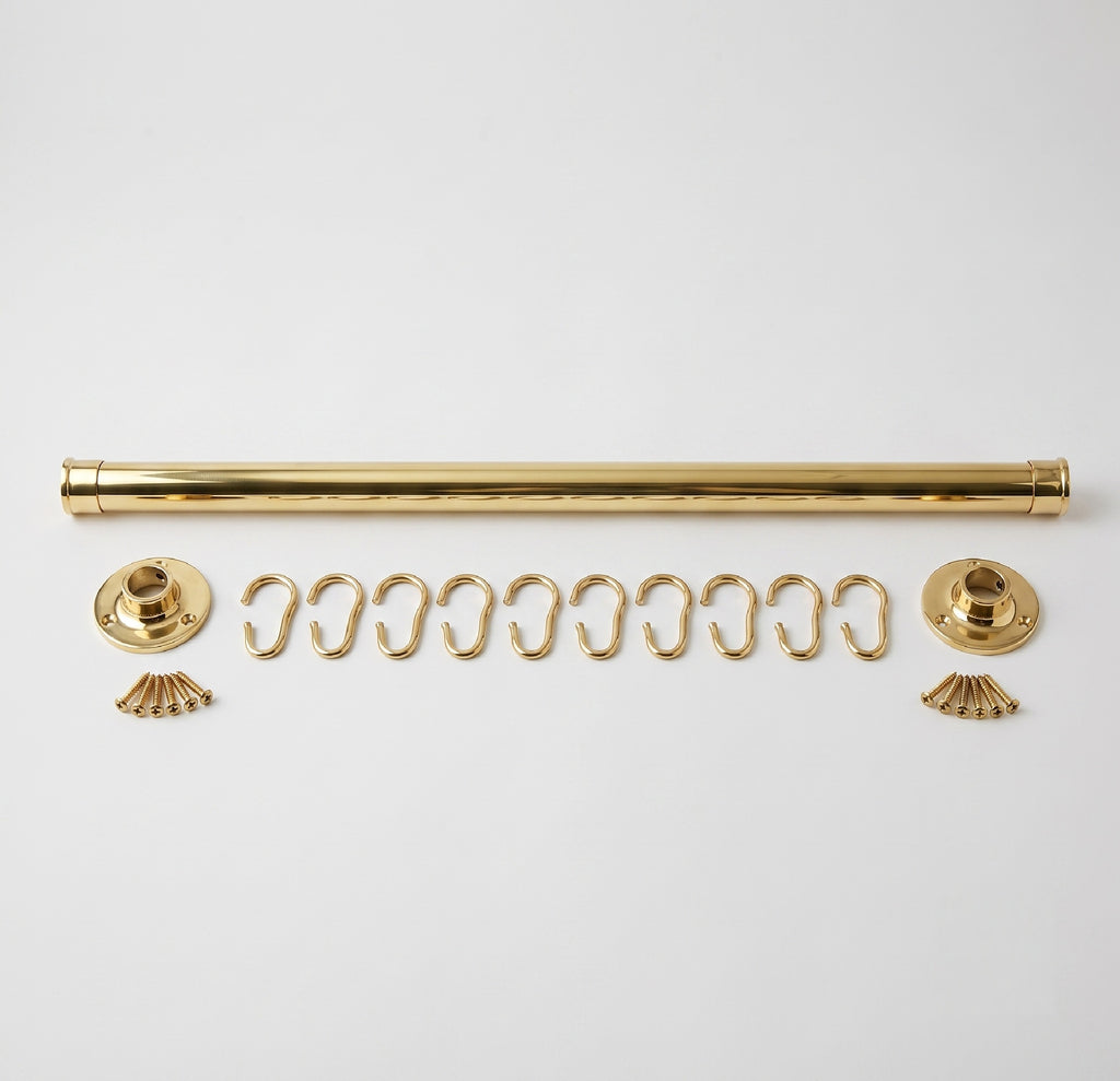 Solid Brass Curtain Rod with Rings, Decorative Window Curtain Rod, Drapery Hardware