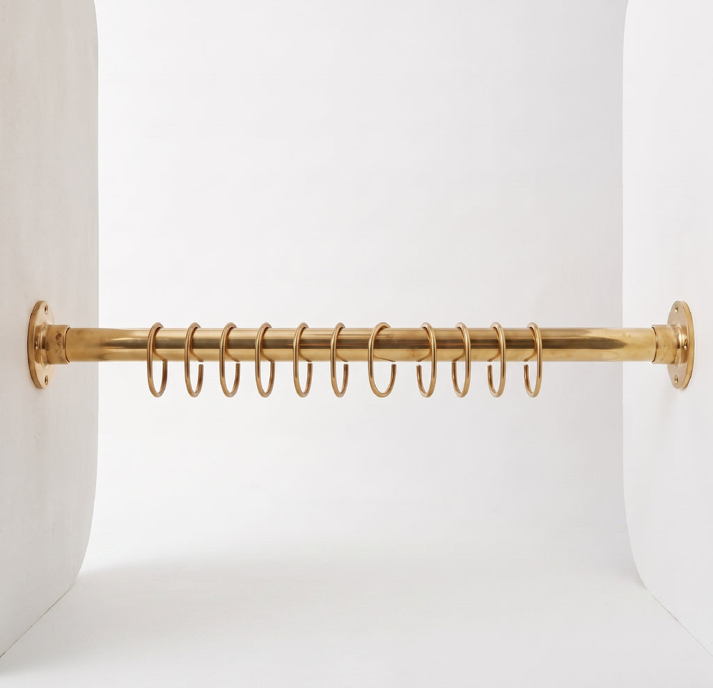 Solid Brass Curtain Rod with Rings, Decorative Window Curtain Rod, Drapery Hardware