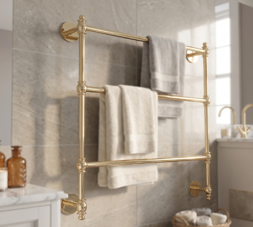 Unlacquered Solid Brass Towel Rack, 3-Tier Wall Mounted Towel Rail, Bathroom Towel Holder