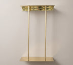 Solid Brass Wall Mounted Rail Holder, Double Rod Rail Support, Brass Rail Bracket