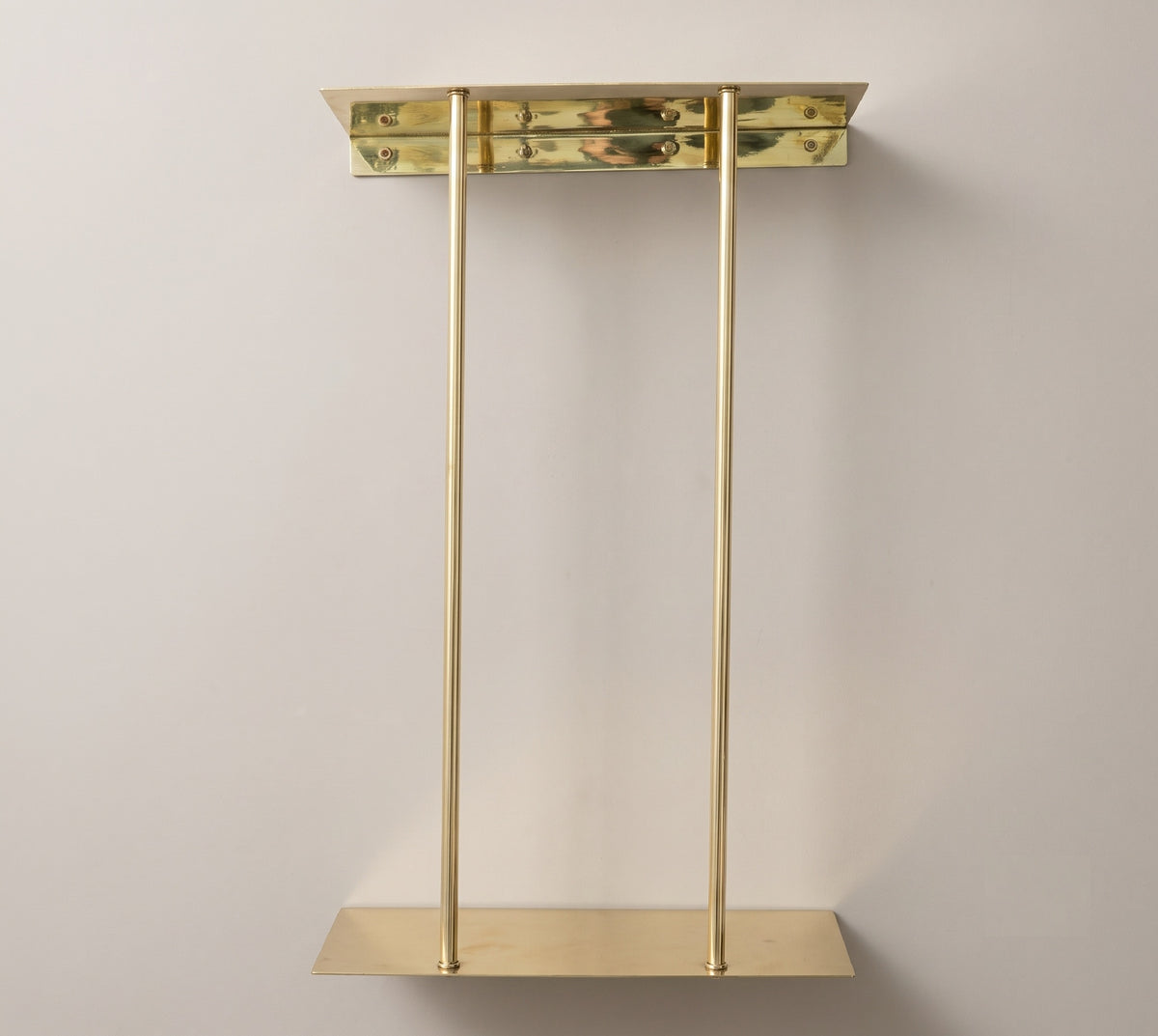 Solid Brass Wall Mounted Rail Holder, Double Rod Rail Support, Brass Rail Bracket