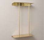 Solid Brass Wall Mounted Rail Holder, Double Rod Rail Support, Brass Rail Bracket