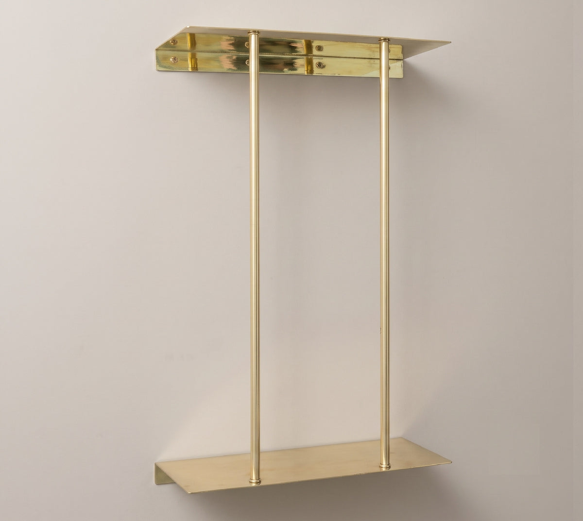 Solid Brass Wall Mounted Rail Holder, Double Rod Rail Support, Brass Rail Bracket