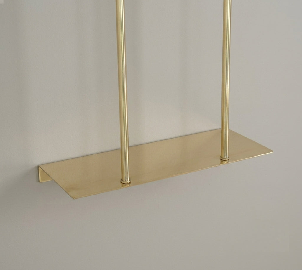 Solid Brass Wall Mounted Rail Holder, Double Rod Rail Support, Brass Rail Bracket