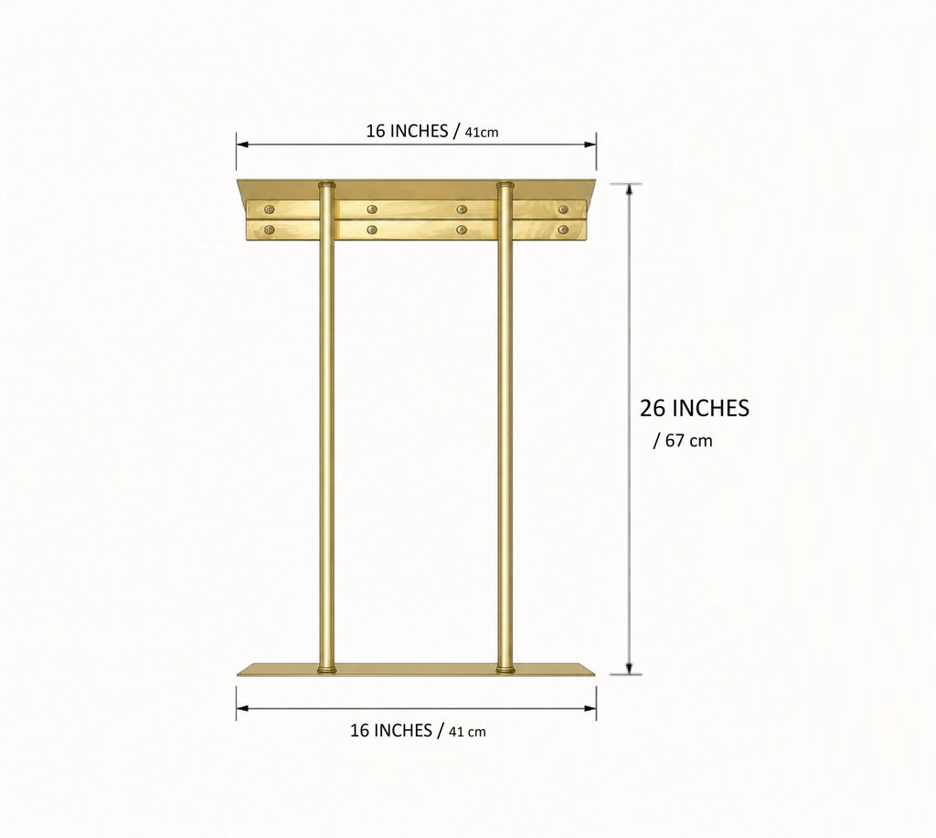 Solid Brass Wall Mounted Rail Holder, Double Rod Rail Support, Brass Rail Bracket