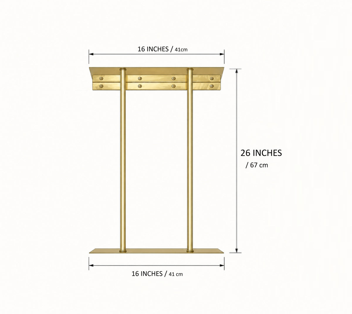 Solid Brass Wall Mounted Rail Holder, Double Rod Rail Support, Brass Rail Bracket