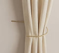 Unlacquered solid brass crescent curtain holdback, wall-mounted drapery tieback