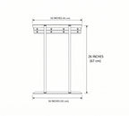 Dimension drawing of the rolled towel wall rack: 16 in wide, 26 in high