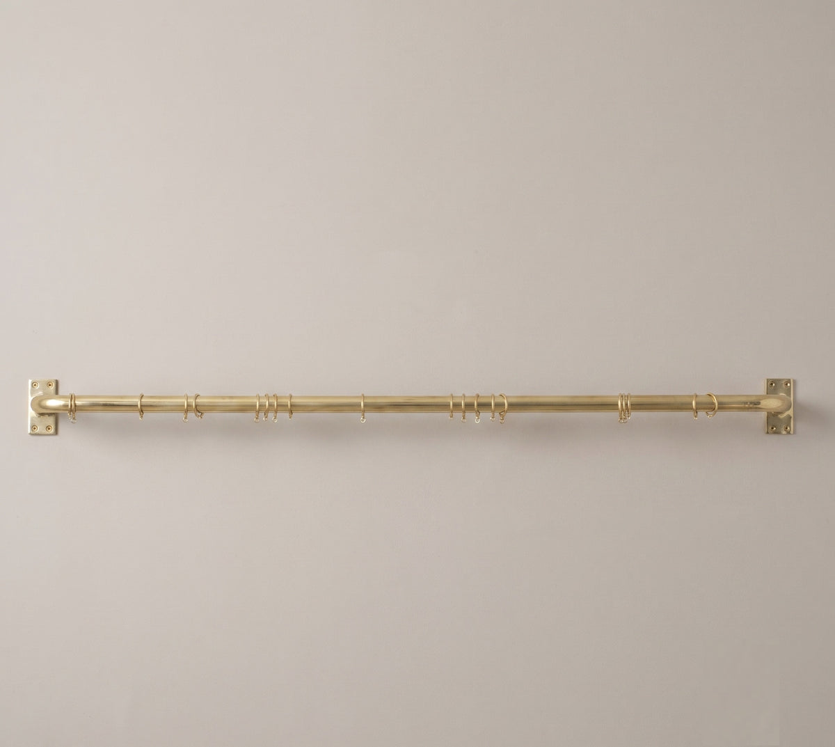 Solid Brass Curtain Rod with Rings, Wall Mounted Drapery Rod, Brass Curtain Hardware