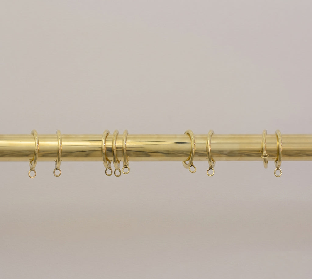Solid Brass Curtain Rod with Rings, Wall Mounted Drapery Rod, Brass Curtain Hardware