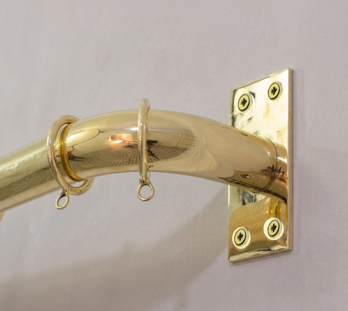Solid Brass Curtain Rod with Rings, Wall Mounted Drapery Rod, Brass Curtain Hardware