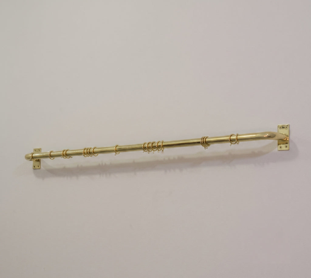 Solid Brass Curtain Rod with Rings, Wall Mounted Drapery Rod, Brass Curtain Hardware