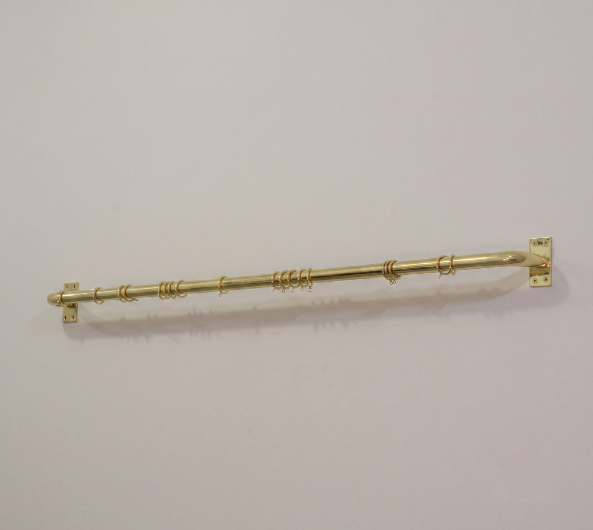 Solid Brass Curtain Rod with Rings, Wall Mounted Drapery Rod, Brass Curtain Hardware