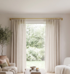 Solid Brass Curtain Rod with Rings, Wall Mounted Drapery Rod, Brass Curtain Hardware