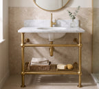 Solid Brass Console Sink Legs, Freestanding Bathroom Sink Base, Wall Supported Vanity Frame