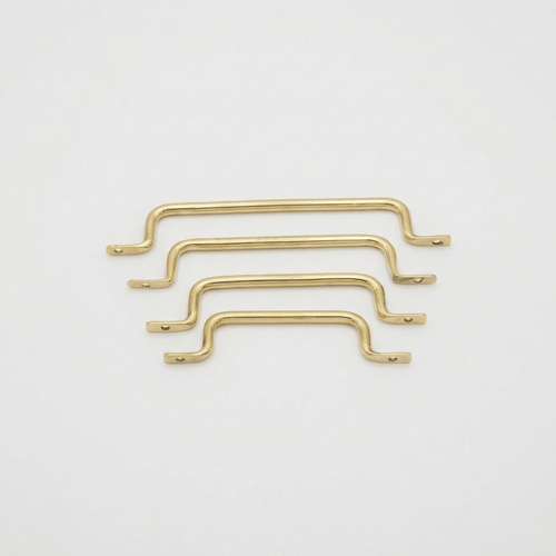 Curved Solid Brass Cabinet Handle, Modern Drawer Pull, Minimalist Brass Furniture Hardware